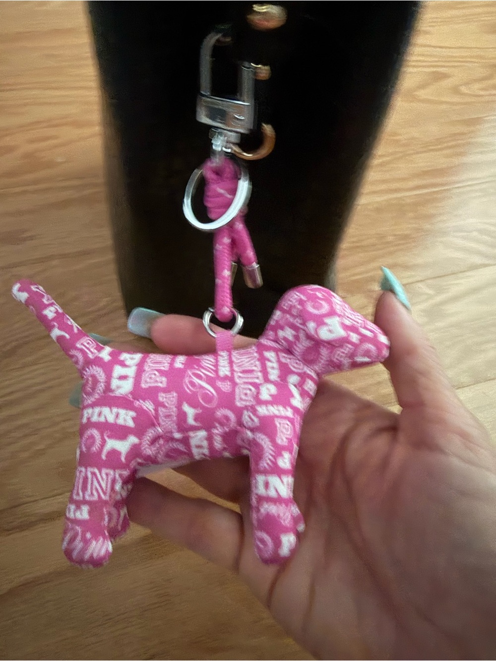 PINK Victoria's Secret Pink Logo Dog Charm Keychain
